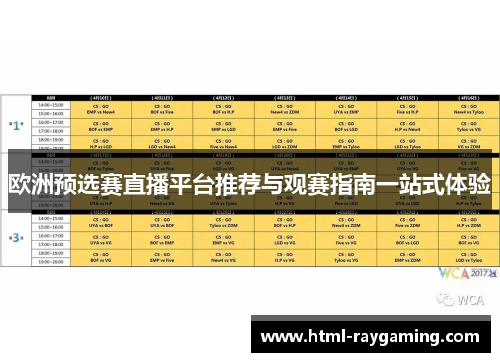 欧洲预选赛直播平台推荐与观赛指南一站式体验